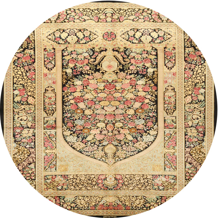 Round Traditional Sienna Brown Persian Rug, tr1990