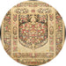 Round Traditional Sienna Brown Persian Rug, tr1990