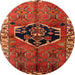 Round Traditional Red Persian Rug, tr1997