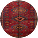 Round Traditional Red Persian Rug, tr1999