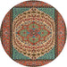 Round Traditional Saffron Red Persian Rug, tr1