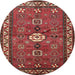 Round Traditional Orange Salmon Pink Persian Rug, tr2000