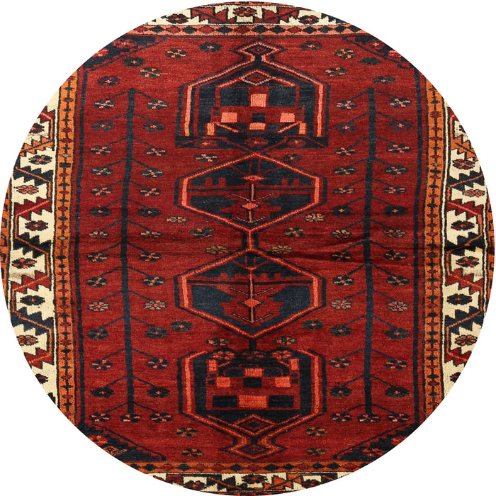 Round Traditional Chestnut Brown Persian Rug, tr2002
