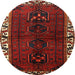 Round Traditional Chestnut Brown Persian Rug, tr2002