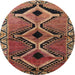 Round Traditional Orange Southwestern Rug, tr2003