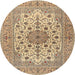 Round Traditional Sienna Brown Persian Rug, tr2004