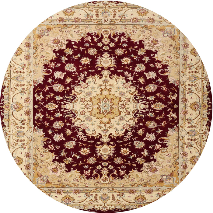 Round Traditional Fire Brick Red Persian Rug, tr2005
