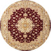 Round Traditional Fire Brick Red Persian Rug, tr2005