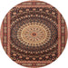 Round Traditional Sunrise Orange Persian Rug, tr2006