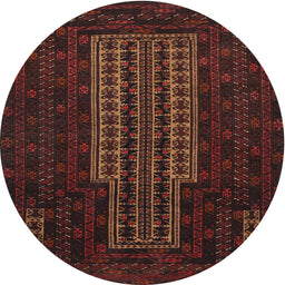 Round Traditional Red Brown Southwestern Rug, tr2009