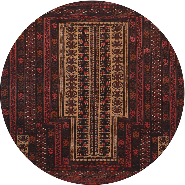 Round Traditional Red Brown Southwestern Rug, tr2009
