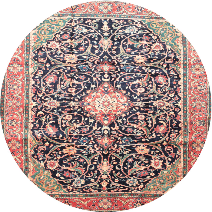 Round Traditional Light French Beige Brown Medallion Rug, tr200
