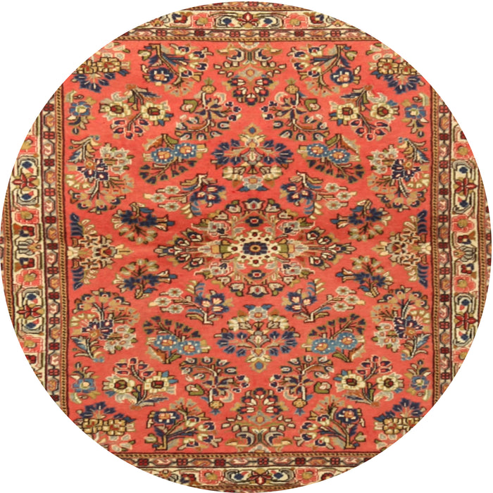 Round Traditional Red Persian Rug, tr2011