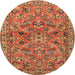 Round Traditional Red Persian Rug, tr2011