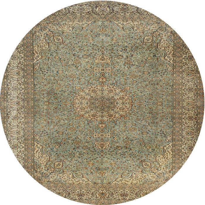 Round Traditional Brownish Green Persian Rug, tr2013