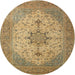 Round Traditional Light Brown Persian Rug, tr2014