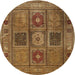 Round Traditional Saddle Brown Persian Rug, tr2015