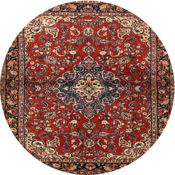 Round Traditional Orange Salmon Pink Persian Rug, tr2017
