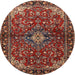 Round Traditional Orange Salmon Pink Persian Rug, tr2017