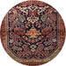 Round Traditional Orange Salmon Pink Persian Rug, tr2018