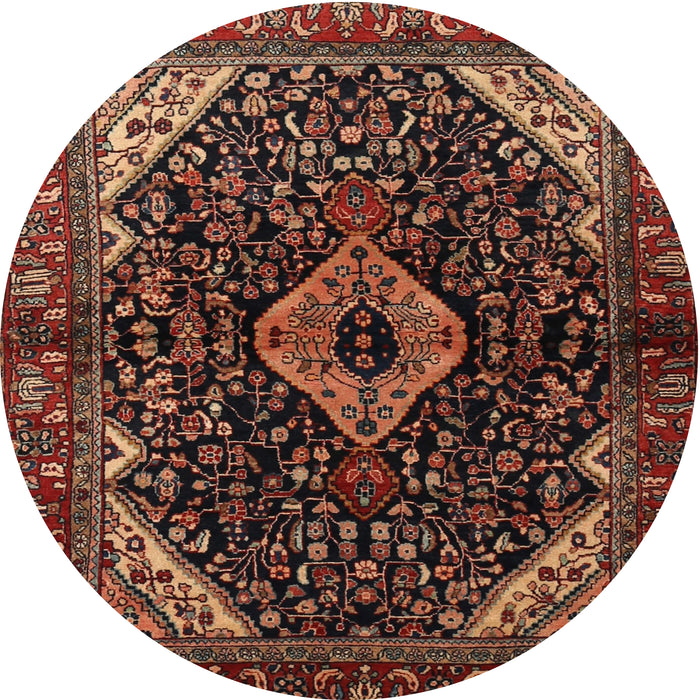 Round Traditional Gold Brown Persian Rug, tr2019