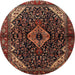 Round Traditional Gold Brown Persian Rug, tr2019