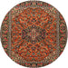 Round Traditional Saffron Red Persian Rug, tr2021