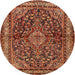 Round Traditional Saffron Red Persian Rug, tr2022