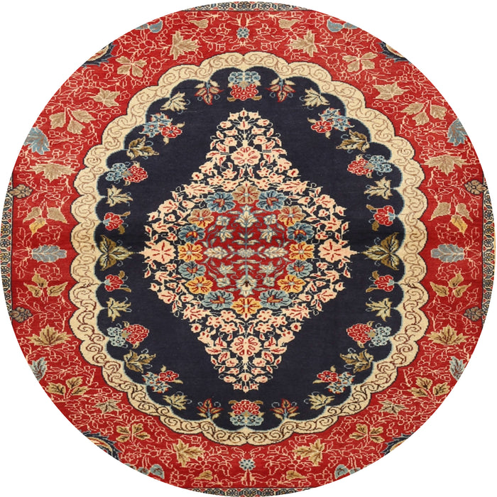 Round Traditional Red Medallion Rug, tr2023