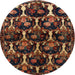 Round Traditional Red Persian Rug, tr2025