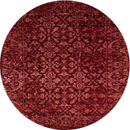 Square Machine Washable Traditional Red Rug, wshtr2027