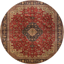 Square Machine Washable Traditional Saffron Red Rug, wshtr2028