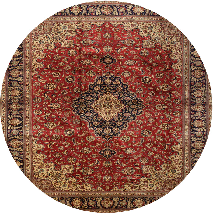 Square Machine Washable Traditional Saffron Red Rug, wshtr2028