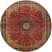 Square Machine Washable Traditional Saffron Red Rug, wshtr2028