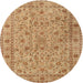 Round Traditional Yellow Orange Persian Rug, tr2029