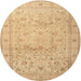 Round Traditional Chrome Gold Yellow Persian Rug, tr2030