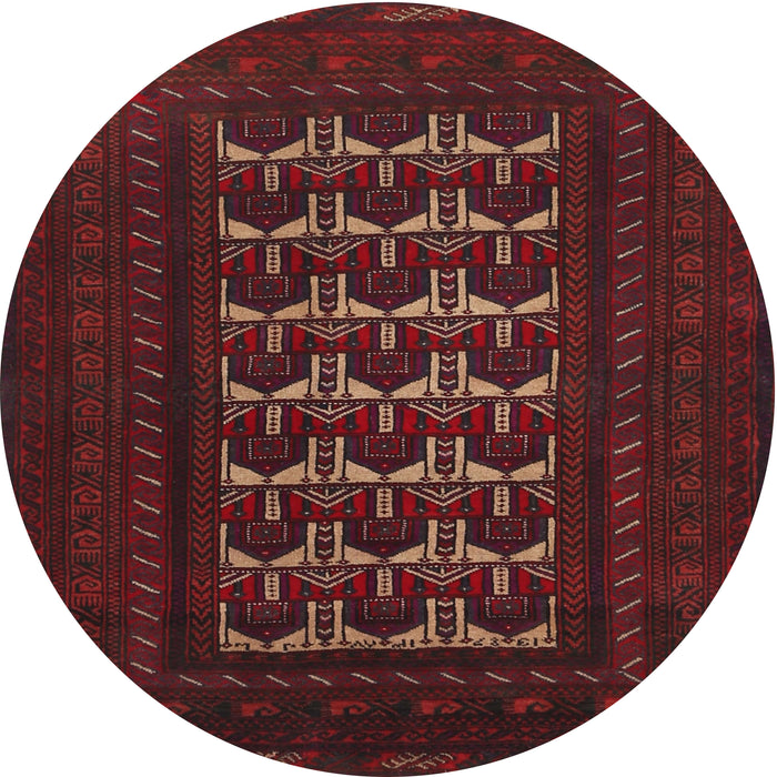 Round Traditional Cranberry Red Persian Rug, tr2031