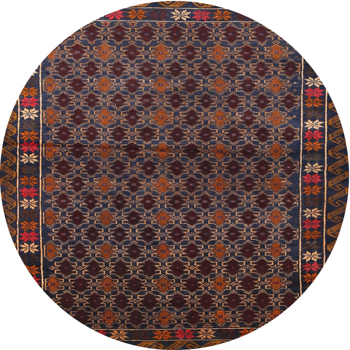 Round Traditional Chestnut Brown Persian Rug, tr2033