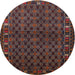 Round Traditional Chestnut Brown Persian Rug, tr2033
