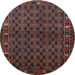 Square Machine Washable Traditional Chestnut Brown Rug, wshtr2033