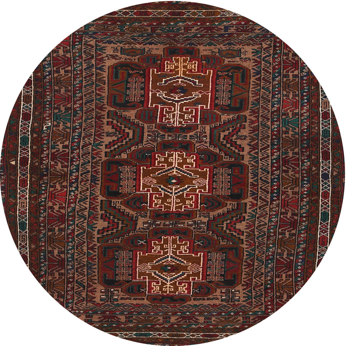 Round Traditional Reddish Brown Persian Rug, tr2034