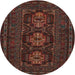 Round Traditional Reddish Brown Persian Rug, tr2034