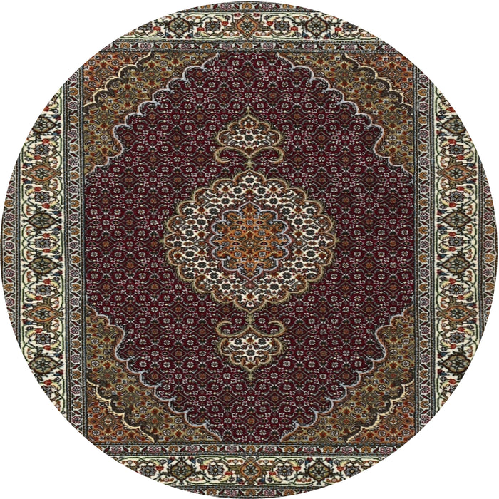 Round Traditional Khaki Green Medallion Rug, tr2038