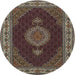 Round Traditional Khaki Green Medallion Rug, tr2038