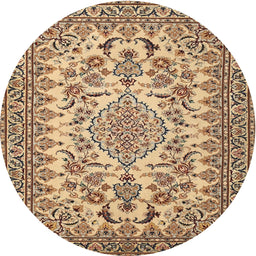 Square Machine Washable Traditional Sienna Brown Rug, wshtr2039