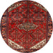 Round Traditional Sienna Brown Persian Rug, tr203