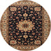 Square Machine Washable Traditional Bakers Brown Rug, wshtr2043