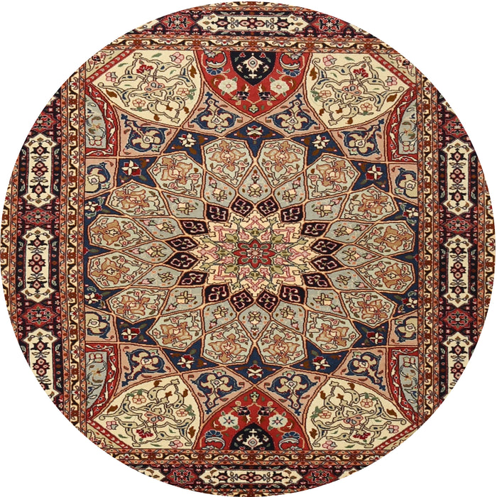 Round Traditional Sand Brown Persian Rug, tr2044