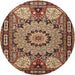 Round Traditional Sand Brown Persian Rug, tr2044