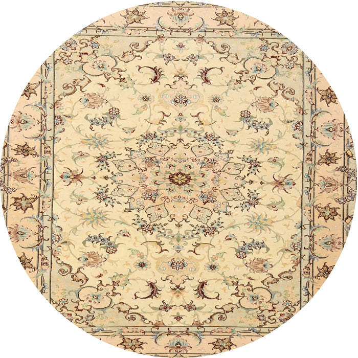 Round Traditional Brown Gold Persian Rug, tr2045